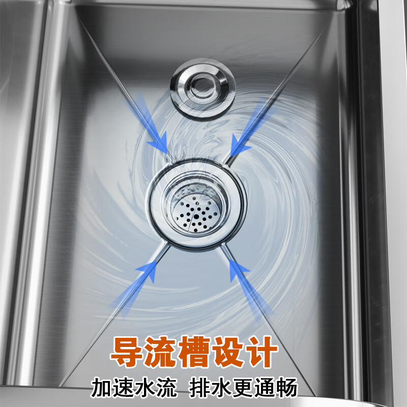 益美洁 不锈钢拖把池长方形加高防溢 家用阳台洗拖布水槽 加厚款800*410*550mm腿高15-17 公差±20mm高清大图
