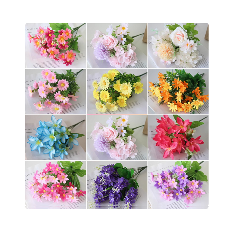仿真花束 长度35厘米 展开宽度25厘米 一枝18朵花 “紫红色 百合花把”高清大图