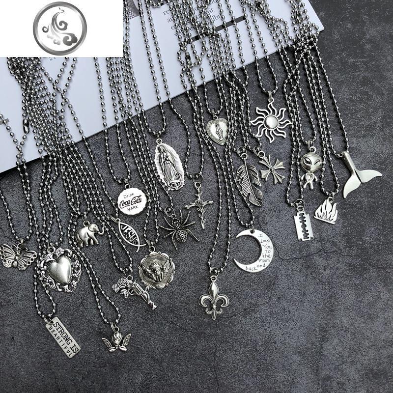 欧美 ins蹦迪女孩项链做旧复古冷淡风天使羽毛嘻哈锁骨链男女情侣 JiMi高清大图