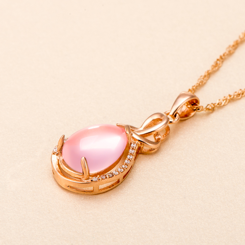 925银项链芙蓉石坠粉晶时尚饰品女附证书300316808送女朋友七夕情人节