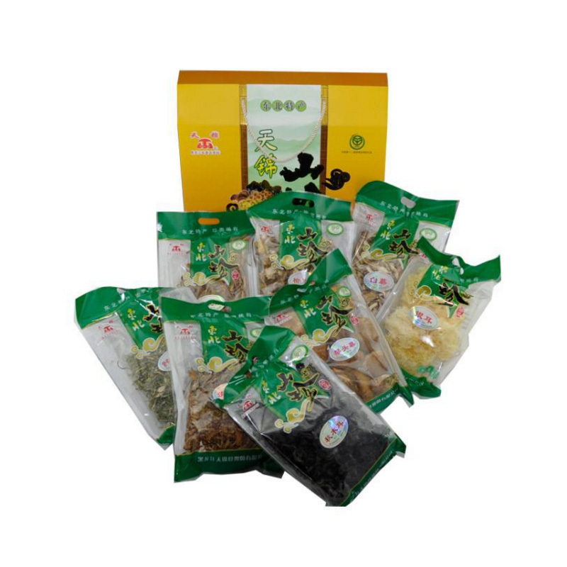 天锦 小房子礼包8袋装1200g 有机食用菌菇 山珍礼盒 干货菌菇 东北山珍特产 送礼佳品