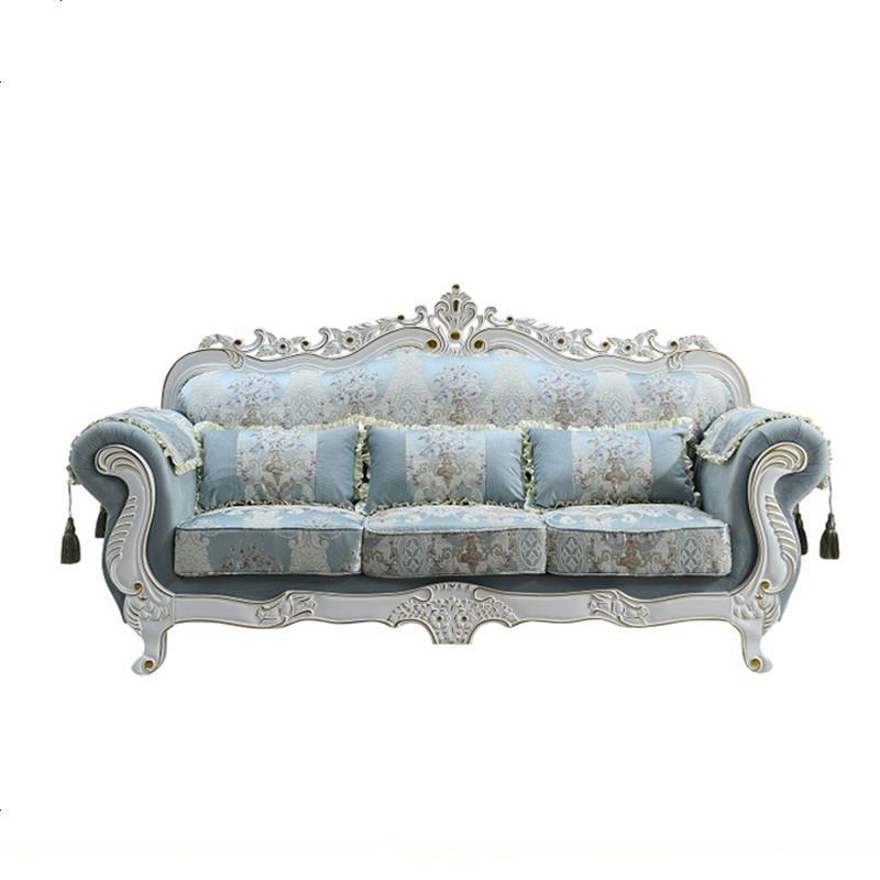 欧式布艺沙发实木三人新古典组合家具蓝色花可拆洗新款123沙发