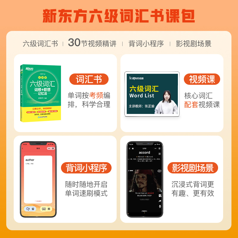 六级阅读强化训练800题 [正版] 备考2023年12月六级词汇词根+联想记忆法乱序版 英语词汇单词书四六级英语真题试卷