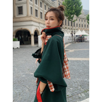 艳如飞粉色格子风衣外套女中长款过膝气质女范2020新款春装英伦风大衣风衣