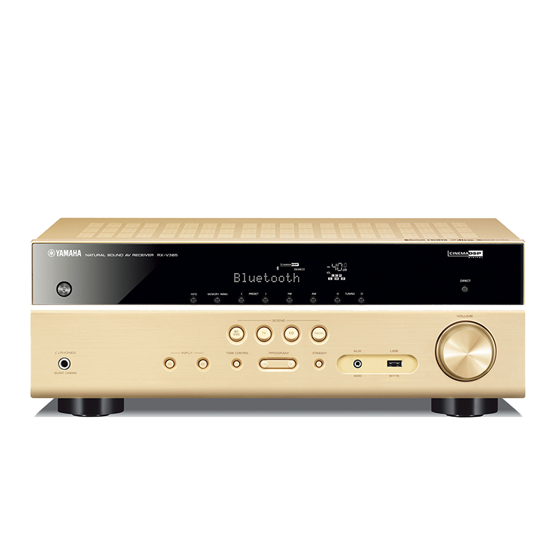 雅马哈(YAMAHA) RX-V385 家庭影院影音功放4K蓝牙家用音响设备 AV功放5.1声道多声道功放(金色)高清大图