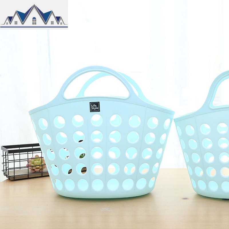 洗澡篮浴室软塑料学生可爱手提篮子收纳筐洗漱用品宿舍澡堂沐浴蓝 三维工匠 2609大号浅浅的蓝色（送挂钩一枚）