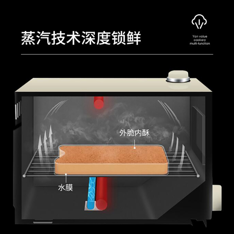 maybaum德国五月树家用多功能电烤箱迷你复古小烤箱蒸汽电烤箱11升T100200180 T200-米白色（有蒸汽功能
