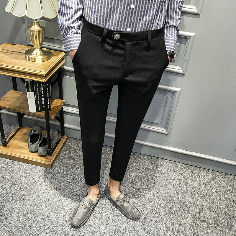 2018春装男士帅气型师夜店理师团队班服休闲青年西裤男长裤子