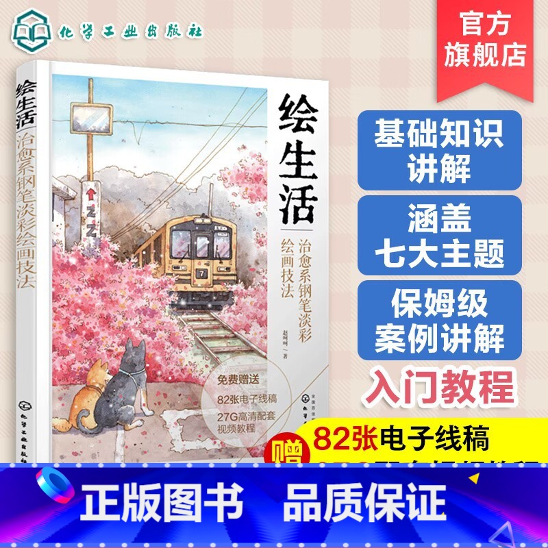 [正版]赠配套视频 绘生活 治愈系钢笔淡彩绘画技法 初学者水彩钢笔画教程 轻松学会淡彩绘画 水彩画技法教程 治愈风淡彩高清大图