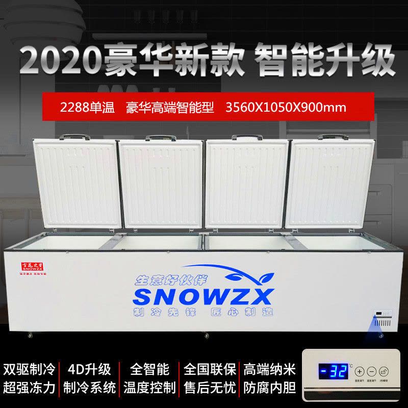 商用卧式大容量冰柜冷柜双温冰柜单温冰柜冷藏冷冻柜速冻|2288单温双驱豪华智能型长3米56 铜管图片