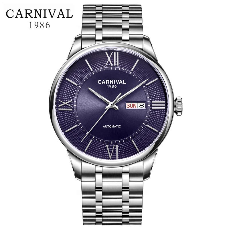 瑞士嘉年华(CARNIVAL)新款正品手表进口Miyota机芯自动机械表 男表时尚防水商务大表盘精钢男士腕表8846图片