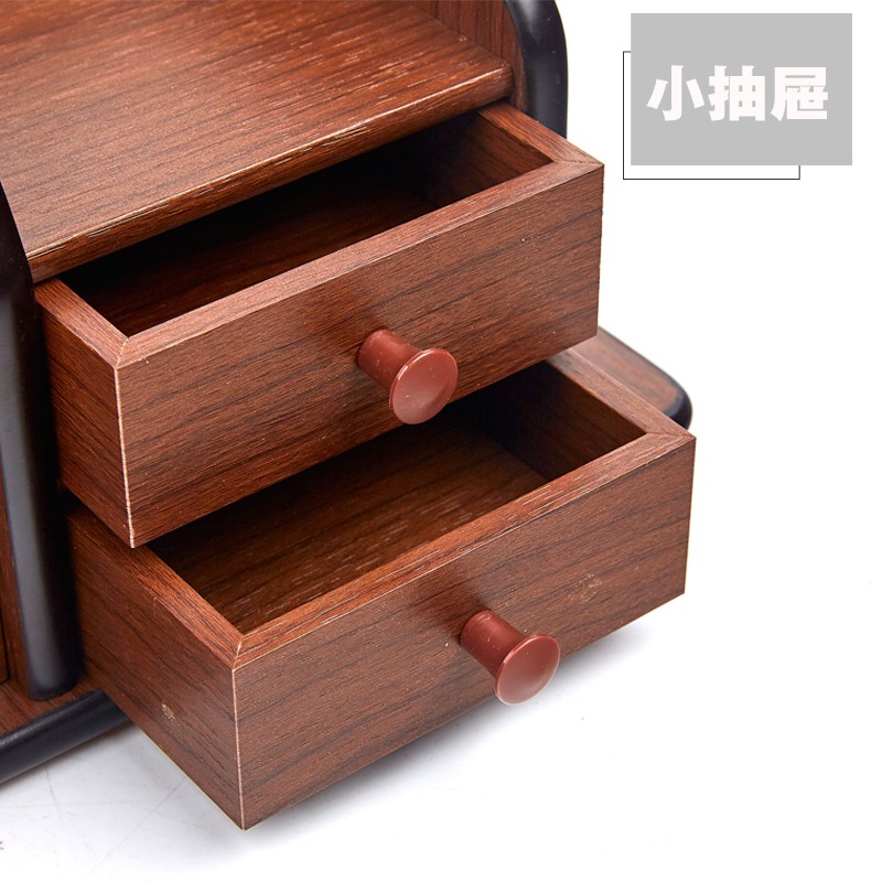经典木质多功能笔筒桌面办公用组合遥控器化妆品手机收纳盒纪念品 三维工匠 HX-1039高清大图