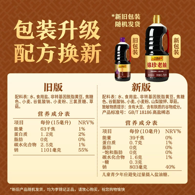 李锦记锦珍老抽1.75L桶装 酿造酱油红烧焖煮上色调味高清大图