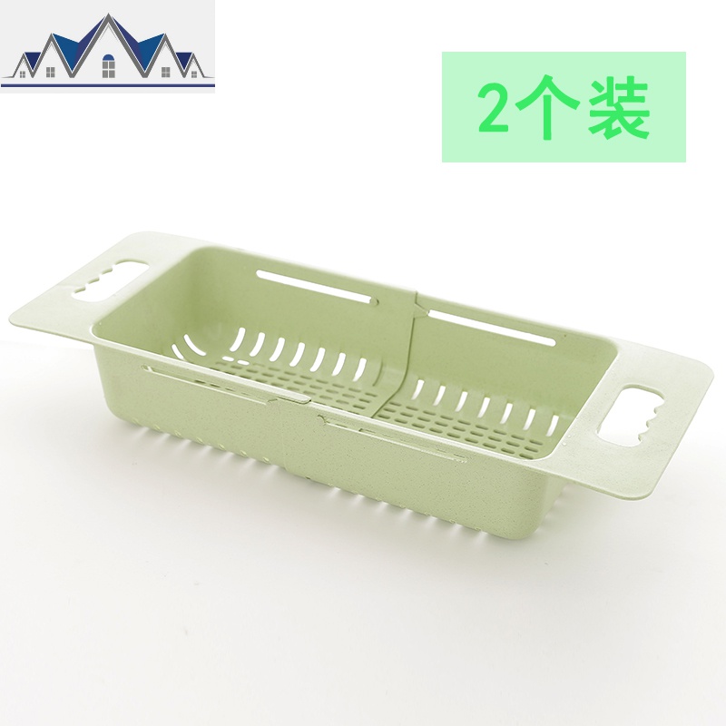 厨房用品置物架收纳架神器水碗架菜碗筷沥水架子篮洗碗池放碗架_1_625 伸缩沥水架：绿色2个