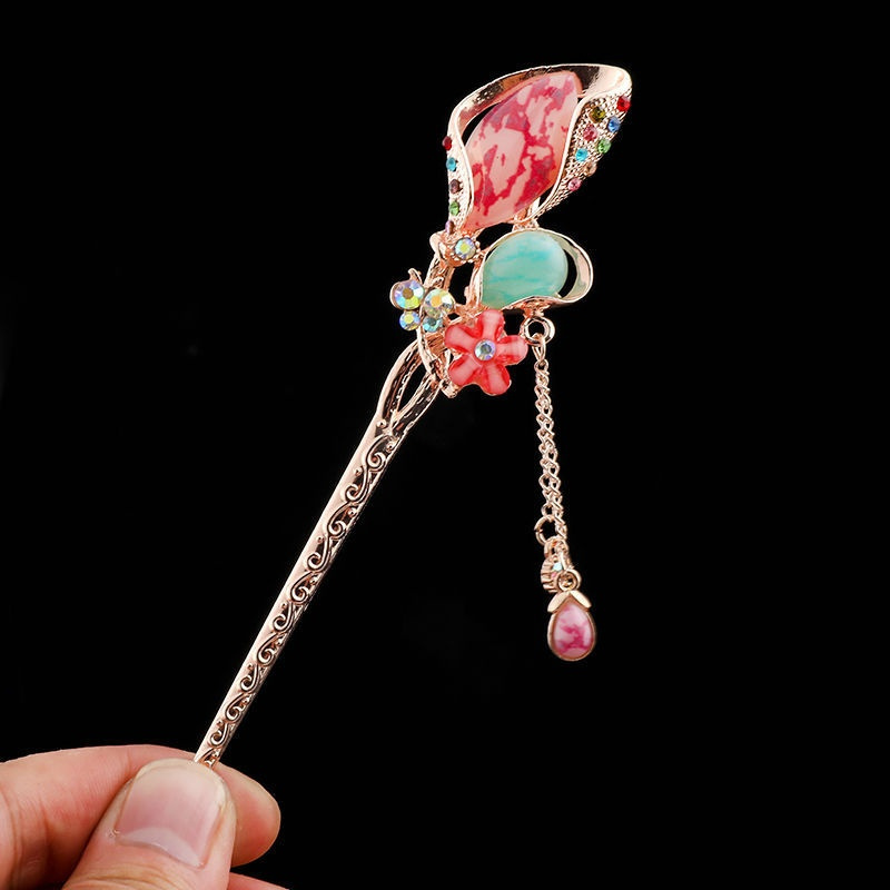 古装盘发簪子古风发钗子百搭步摇流苏汉服饰品复古民族风头饰品