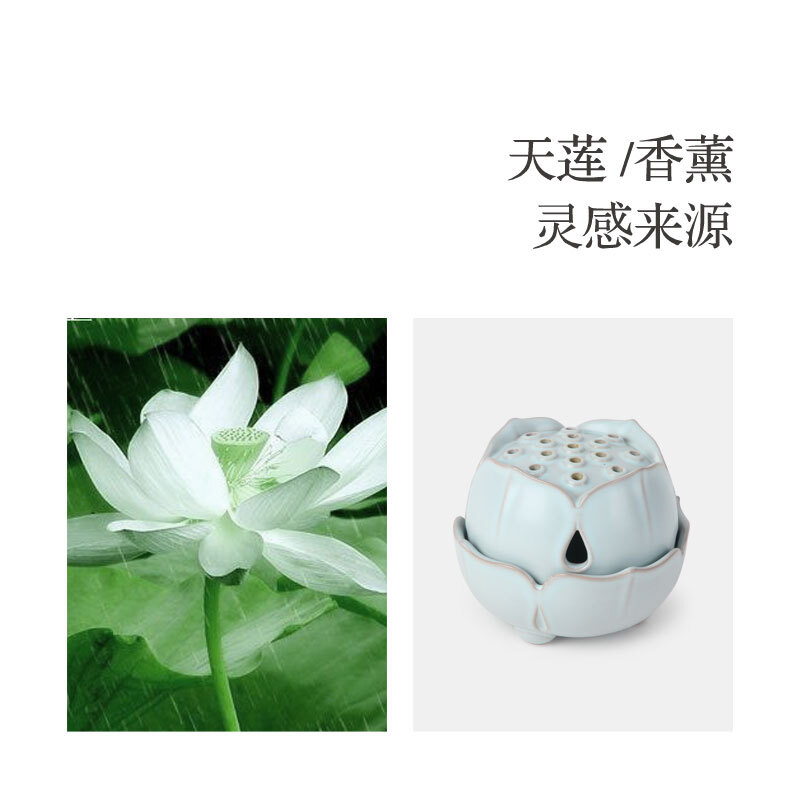 万仟堂茶具配件高档香薰炉家用陶瓷摆件创意家居饰品送礼 宋韵天莲高清大图