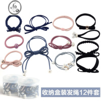 JiMi头绳2023年新款韩国简约发饰扎头发橡皮筋发绳森女系马尾发圈头饰 混色CY06512件套
