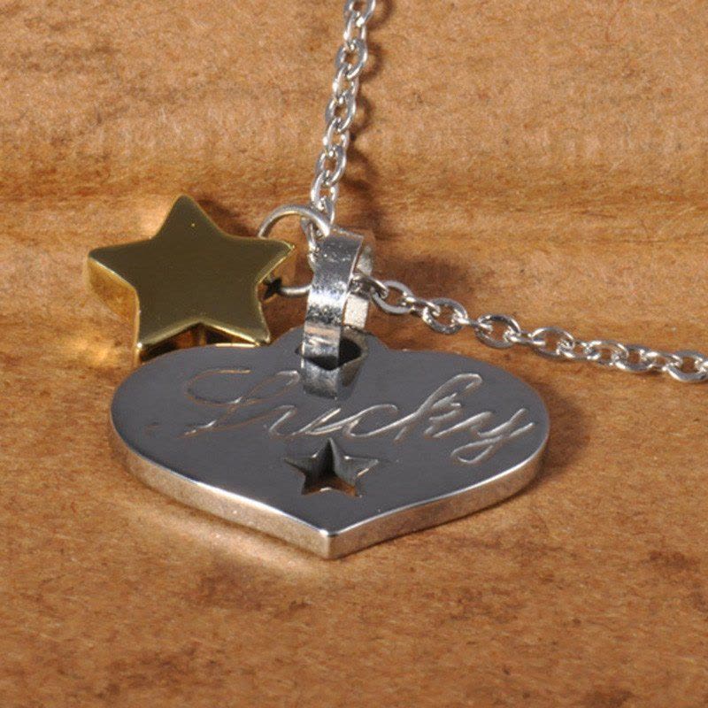 梦克拉Mkela钨金吊坠项链 幸运甜心 心形吊坠Lucky 朋克风格图片