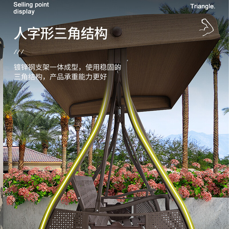 秋千室外花园摇椅别墅院子双人荡秋千铁艺吊椅露台庭院秋千椅高清大图