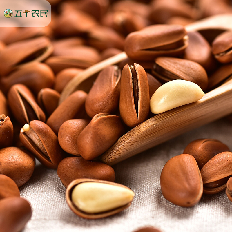 五个农民东坚果东北松子原味500g罐装炒货开口松子易剥休闲零食高清大图