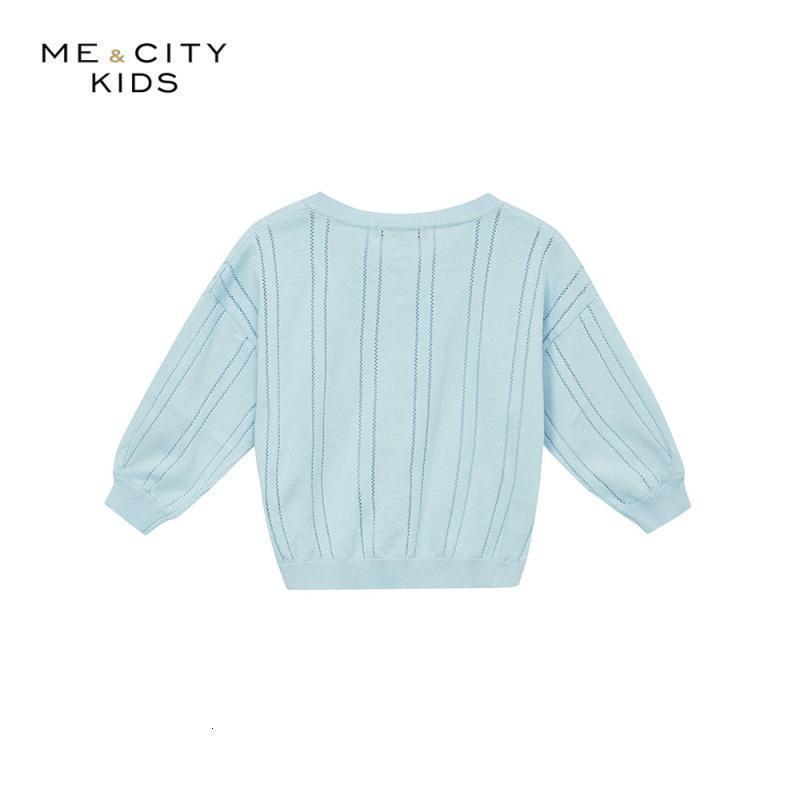 [1件3折价:57]米喜迪mecity童装夏季新款女童镂空圆领毛织开衫薄款空调衫