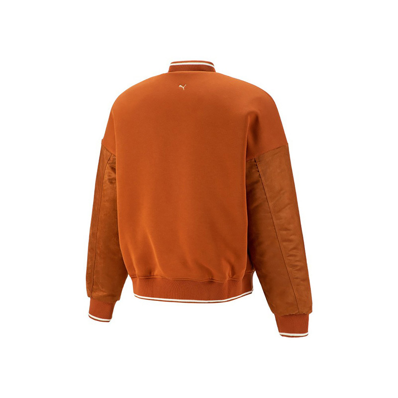 PUMA MMQ系列 字母印花刺绣棒球夹克外套 男款 咖啡色 539587-74