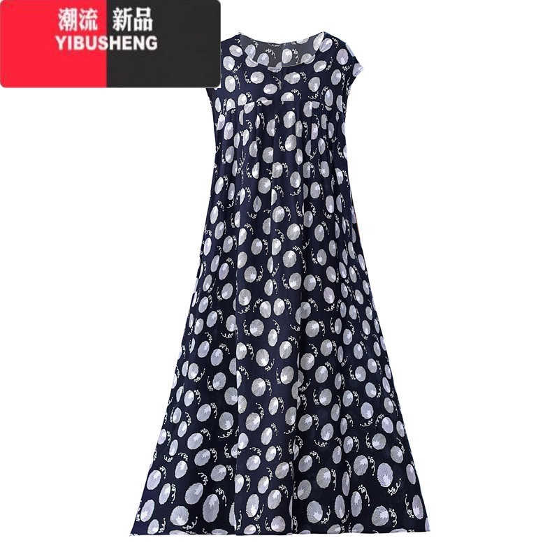 YIBUSHENG2024年新款季中老年妈妈装棉绸连衣裙女长款加肥加大码宽松裙子高清大图