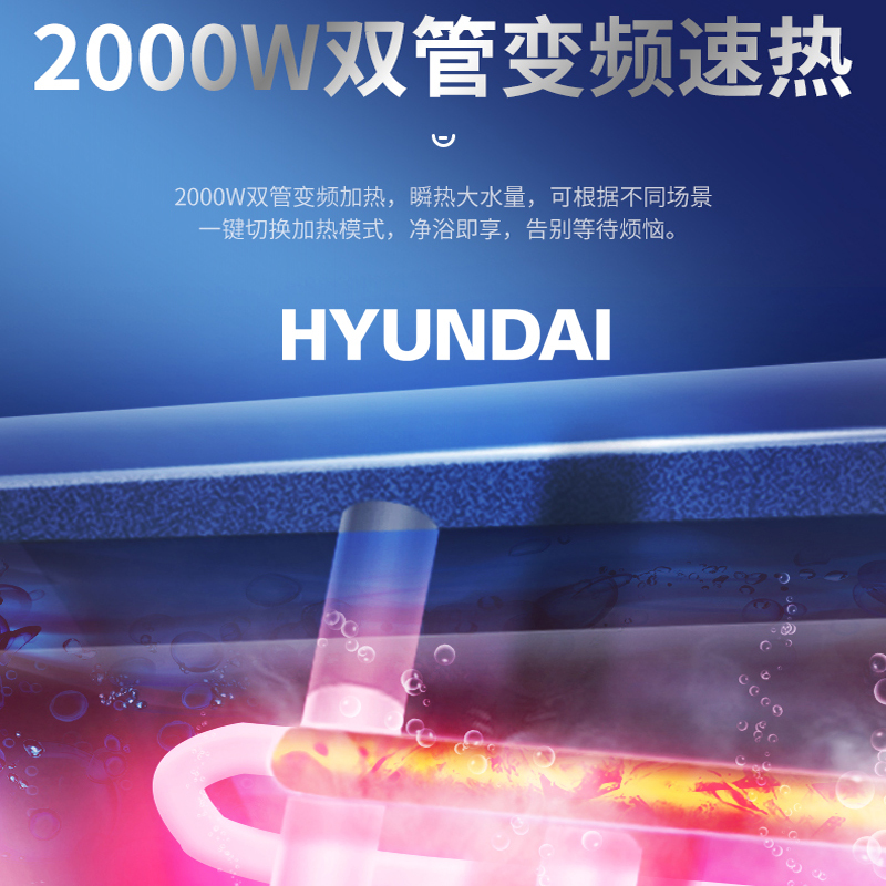 韩国现代(HYUNDAI)Y06 电热水器 40升储水式用 速热电热水器 出水断电 圆桶触摸电脑版 2000W