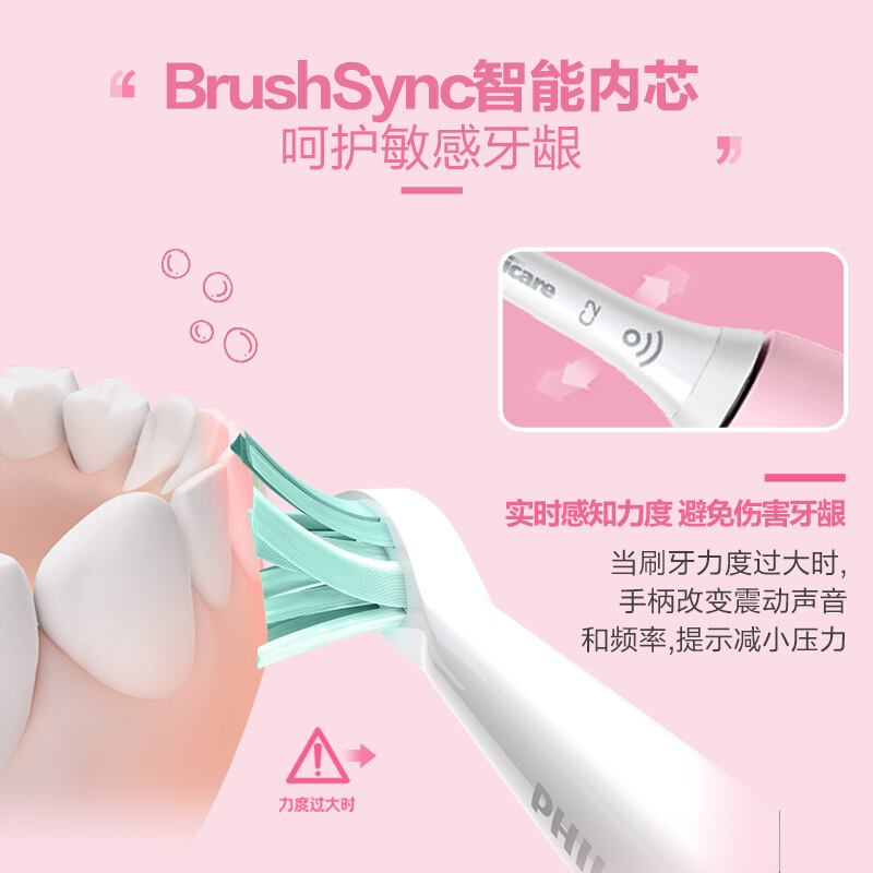 飞利浦(Philips)电动牙刷成人声波震动式情侣款 男女充电式牙刷 情人节礼物礼盒 节日礼物HX6730+HX6806