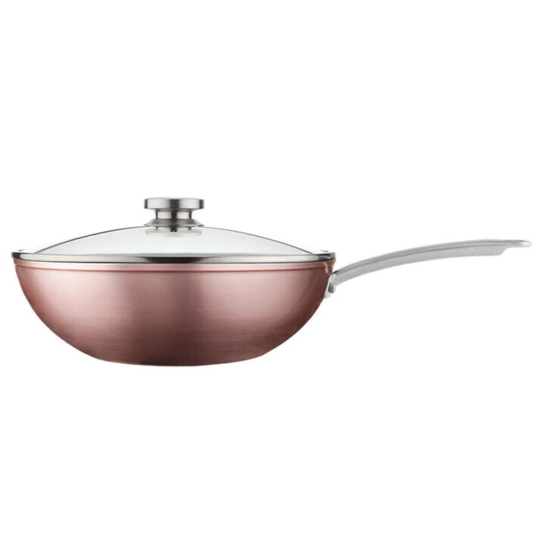双立人炒锅30cm多功能中式炒锅深煎锅带盖粉色1021224