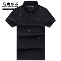 马克华菲Polo衫男士短袖t恤2022夏季新款休闲黑色刺绣高端潮牌