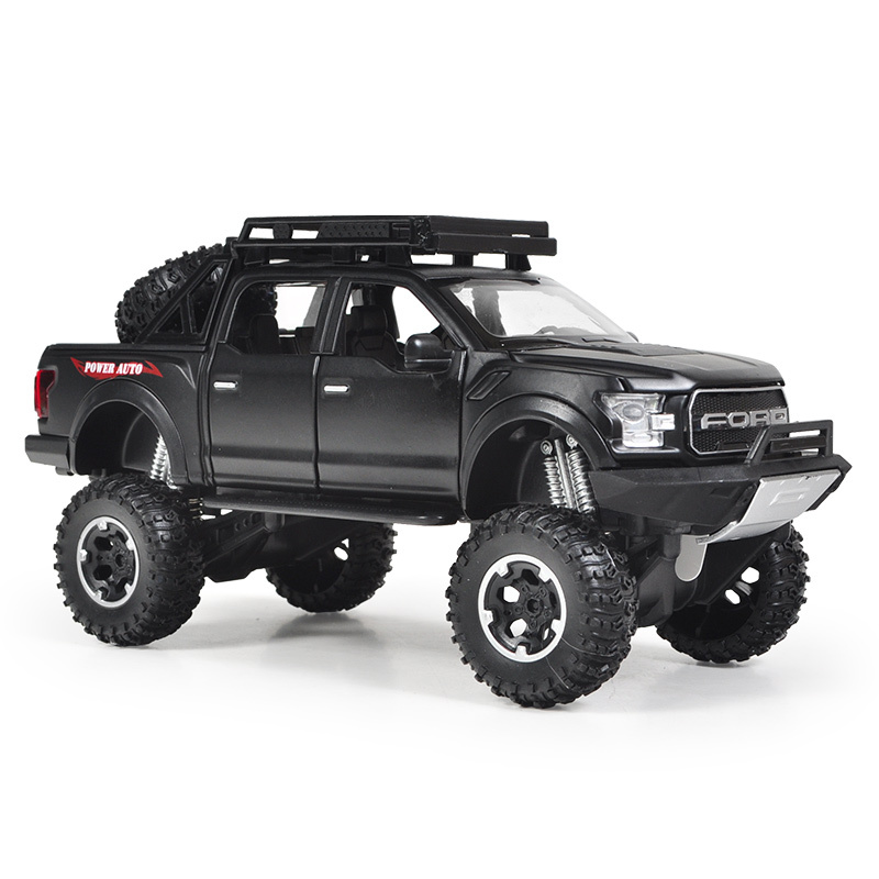 仿真福特F150皮卡合金模型猛禽卡车工程车儿童玩具汽车模型回力车 路政皮卡拖指示牌[盒装]