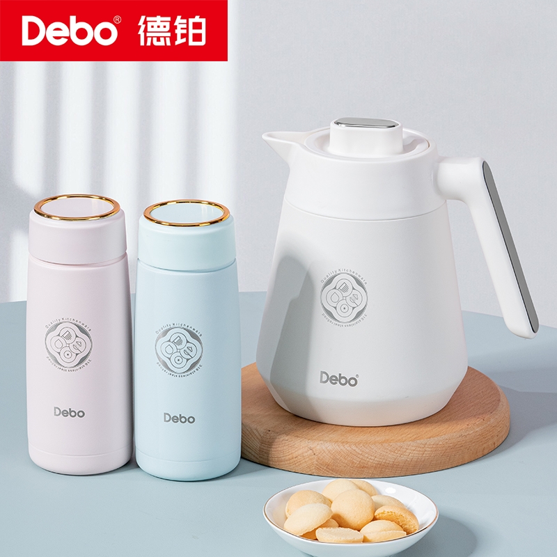 德铂Debo 萨琳娜杯壶套装316不锈钢保温壶保温杯三件套装家用办公杯便携水壶DEP-771高清大图