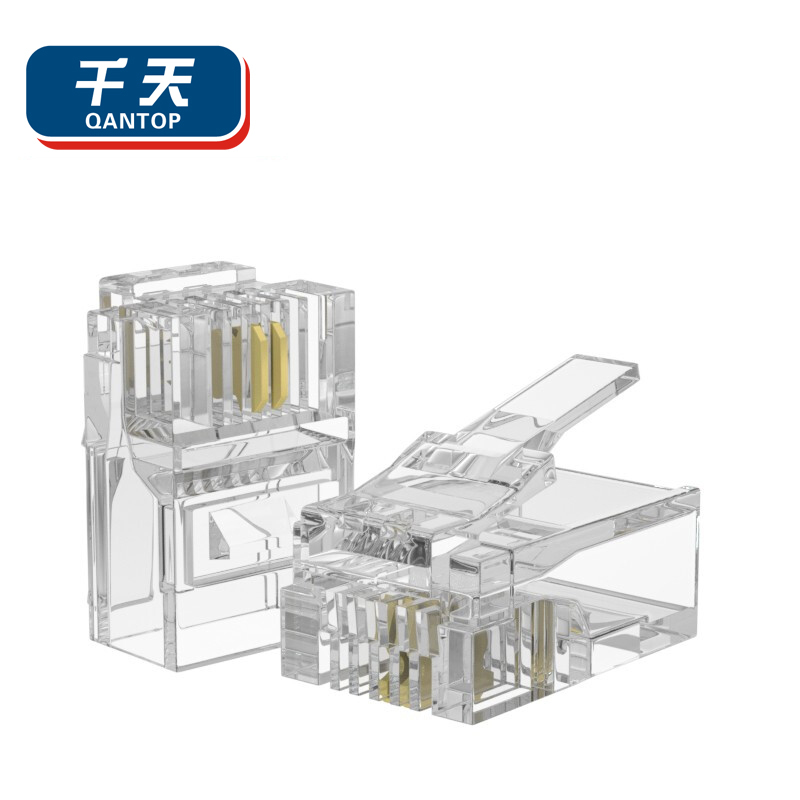 千天(QANTOP)2芯电话水晶头6P2C语音连接头RJ11镀金非屏蔽CAT3对接头30个QT-SJT017