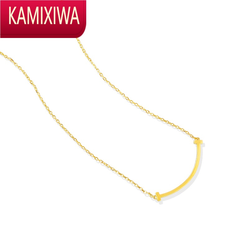 KAMIXIWA银笑脸微笑项链女轻奢小众锁骨链2022年新款潮简约ins风颈链