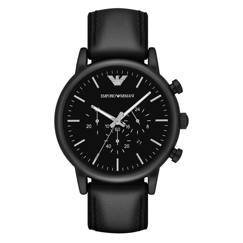 阿玛尼emporioarmani手表皮制表带时尚休闲简约石英表男士腕表ar1970