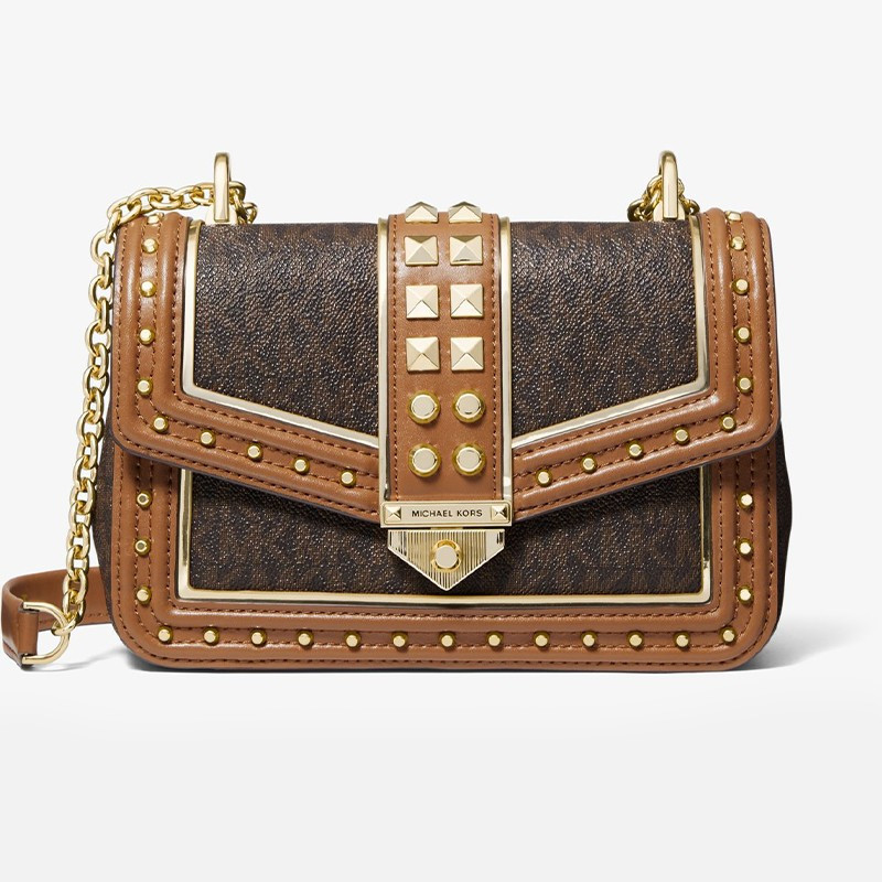 michael kors 迈克·科尔斯mk女包大号链条铆钉女士单肩包翻盖纯色斜