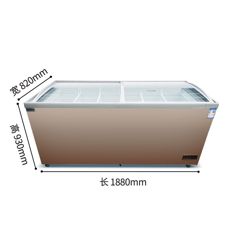 美菱(MELING)SC/SD-709GYT卧式冷冻展示柜冰柜 单温雪糕冷柜 速冻冰柜商用雪柜平面玻璃门展示柜平面冰箱柜