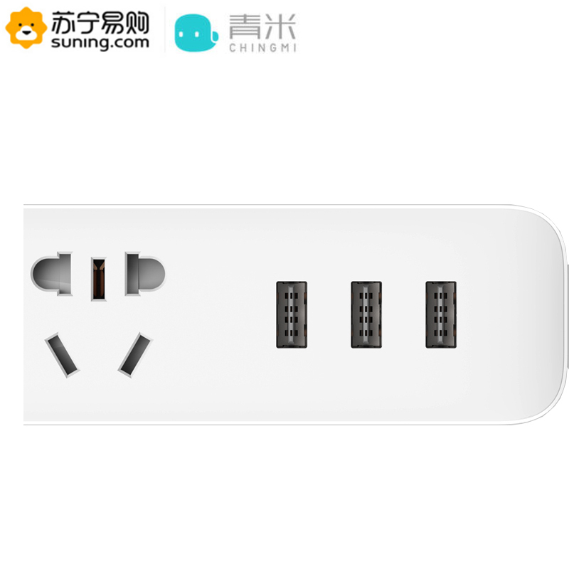小米生态链青米(CHING MI)新国标3位+3口USB(5V 2.1A正反插) 1.8米总控插座 接线板/插排/插线板