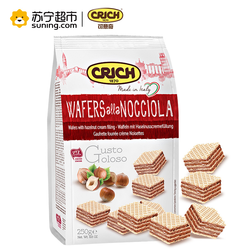 可意奇(CRICH)榛子味奶油威化饼干250g/袋