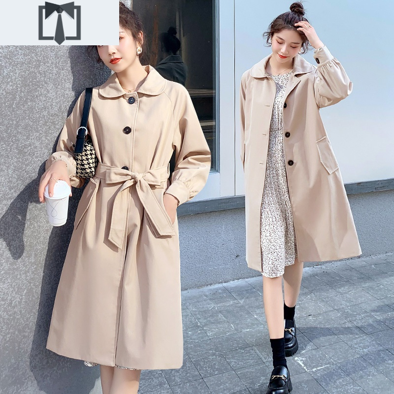 SUNTEK风衣女中长款小个子2021春季装今年新款韩版宽松气质流行大衣外套风衣