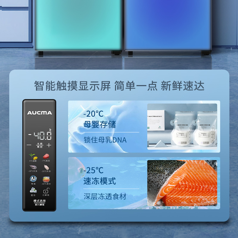 澳柯玛(AUCMA) 192升立式冷柜 冰柜冰箱 家用黄金容量 -40度深冷缩鲜 变频风冷一级节能 BD-192WPHS