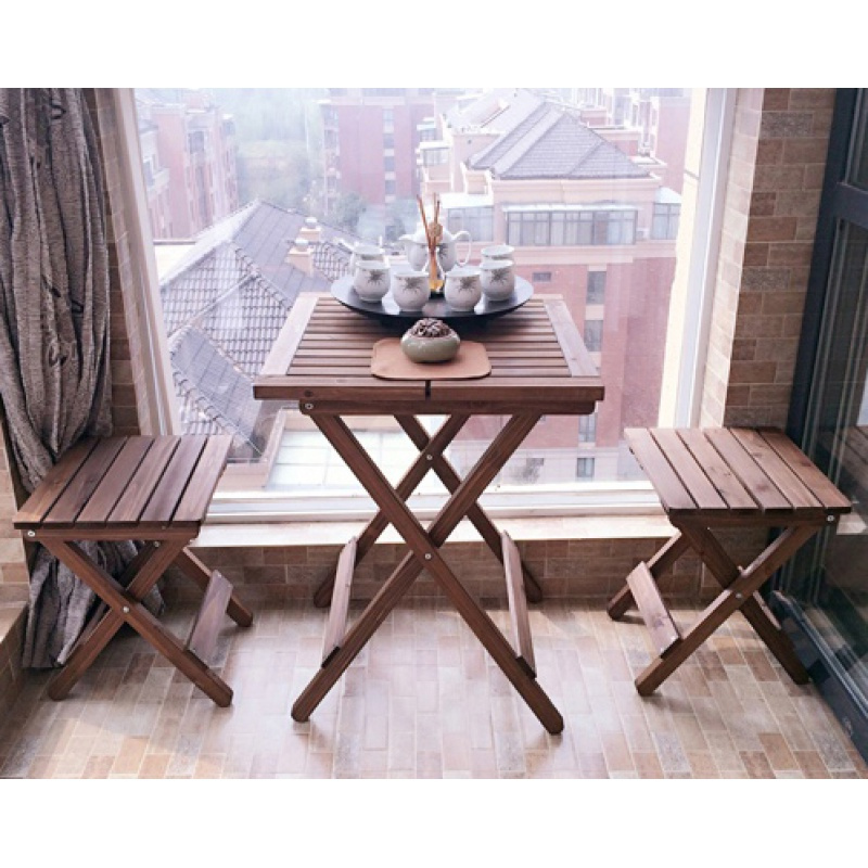 寻木匠可折叠桌餐桌椅小户型家用小型两2二双人实木木头阳台休闲吧