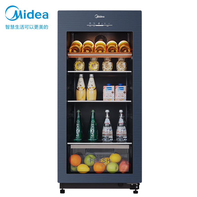美的(Midea)140升 家用恒温红酒柜冰吧冷藏雪茄酒柜玻璃冰柜 JC-140GEM