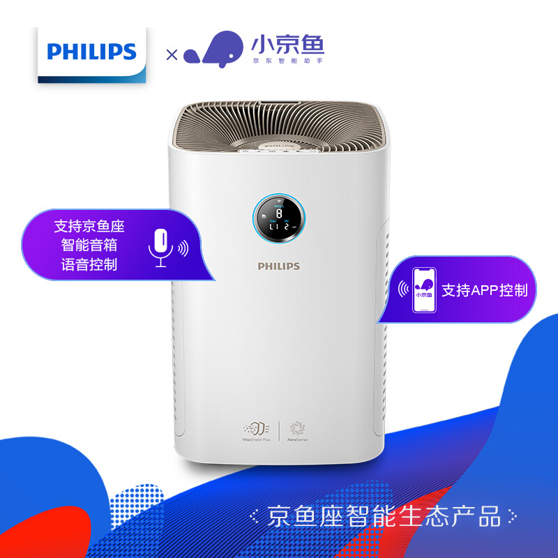 飞利浦(PHILIPS)空气净化器 家用除雾霾除甲醛颗粒物CADR 910立方米 同屏数显京鱼座智能生态产品AC8688