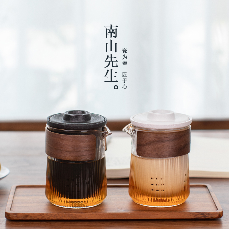 快客杯防烫陶瓷一壶三杯玻璃便携式旅行功夫茶具套装简约|经纬旅行套装_禅风白