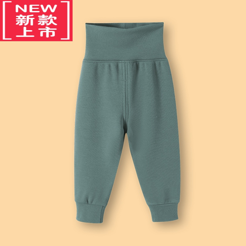 可莉允儿童德绒保暖裤子婴儿宝宝秋裤线裤男童加绒加厚绒裤高腰打底裤长