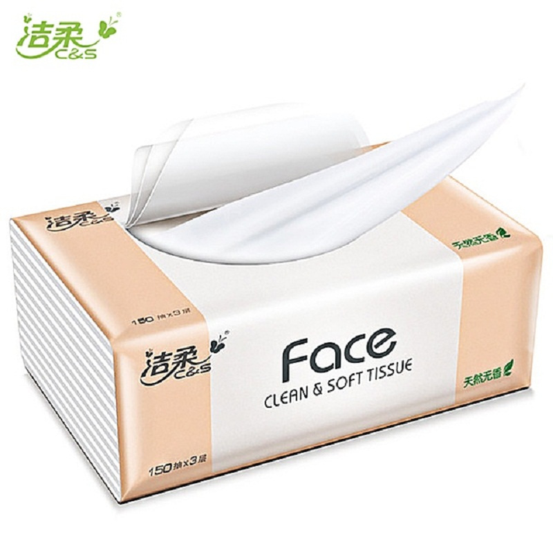 洁柔(C&S)抽纸 面子柔韧系列 3层150抽3包 百花香味 抽取式面纸 (大规格)高清大图