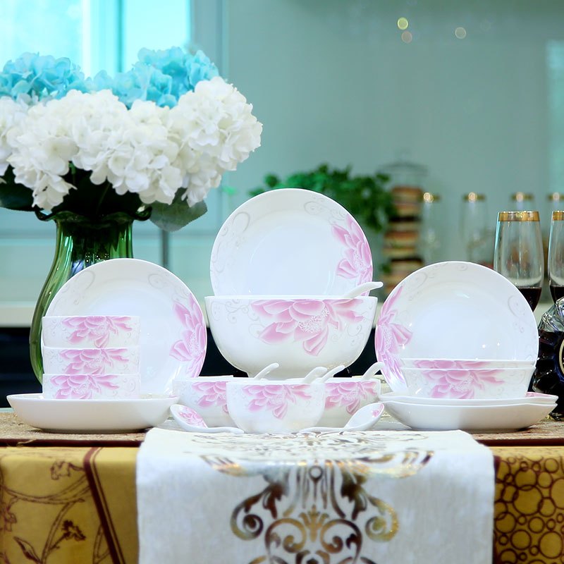 金禹瑞美REMEC 套装 22头希望骨瓷餐具 餐具套装 陶瓷餐具 碗盘碟餐具 礼品礼盒乔迁餐具