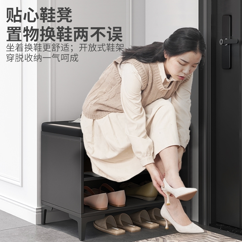 洛滑门口换鞋凳家用可坐储物玄关柜轻奢鞋柜防尘大容量入户小户型一体